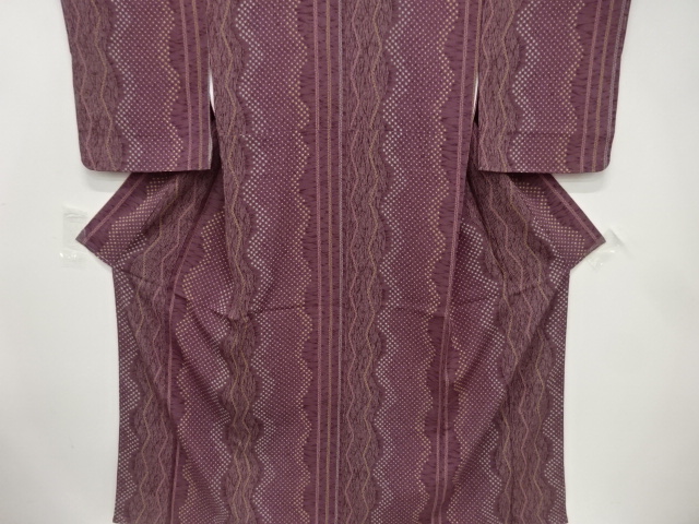 未使用品　よろけ縞に疋田模様　小紋着物